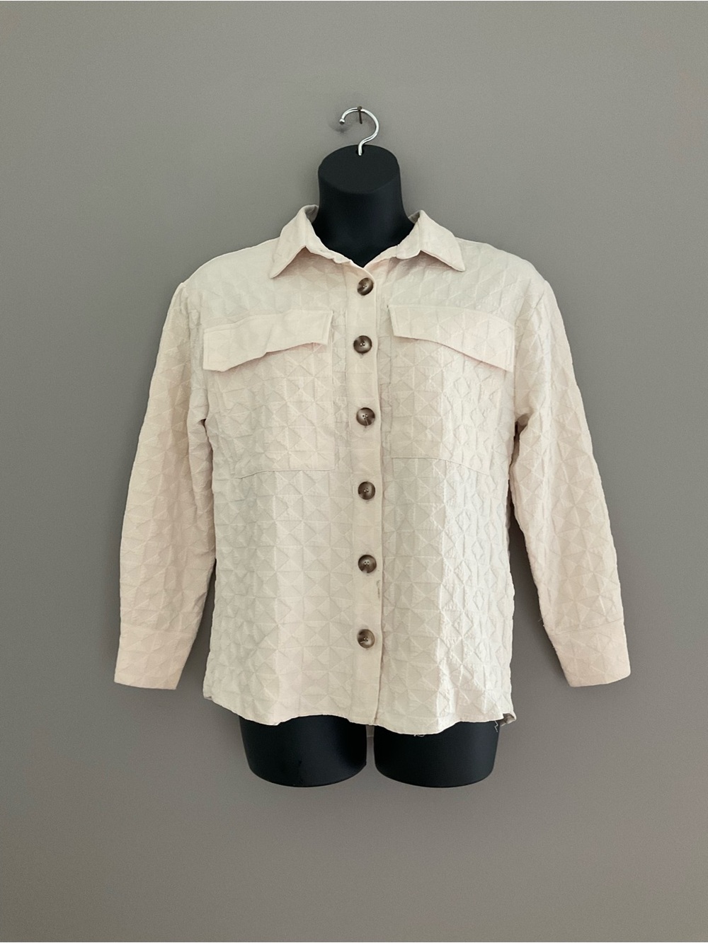 privy, Cream, Textured Button-Up Jacket.
